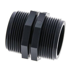 Espiga doble G1 1/2'' Polipropileno (pp) 10bar (140.5psi) FDA 54mm Hex.