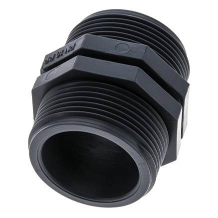 Espiga doble G1 1/2'' Polipropileno (pp) 10bar (140.5psi) FDA 54mm Hex.