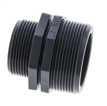 Reducing Double Nipple G1 1/2'' x G2'' Polypropylene (pp) 10bar (140.5psi) FDA 63mm Hex