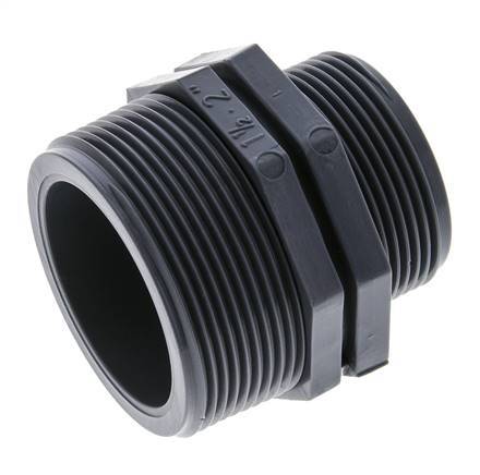 Reducing Double Nipple G1 1/2'' x G2'' Polypropylene (pp) 10bar (140.5psi) FDA 63mm Hex
