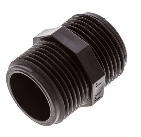 Double Nipple G1'' Polypropylene (pp) 10bar (140.5psi) FDA 36mm Hex
