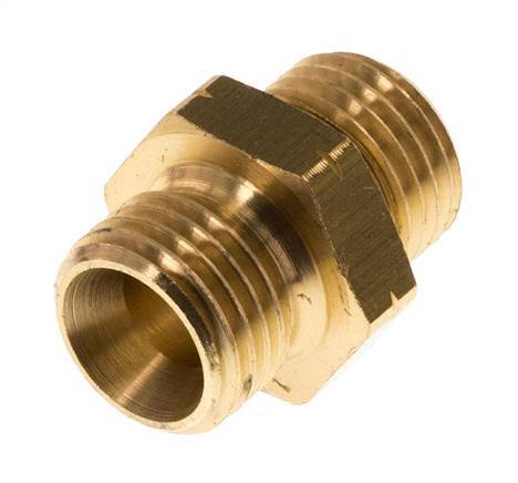 Double Nipple G Male Left Hand Brass 16bar (224.8psi) 17mm Hex [2 Pieces]