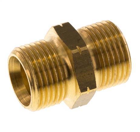 Double Nipple G Male Left Hand Brass 16bar (224.8psi) 19mm Hex [2 Pieces]