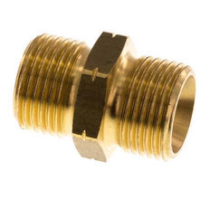 Double Nipple G Male Left Hand Brass 16bar (224.8psi) 19mm Hex [2 Pieces]