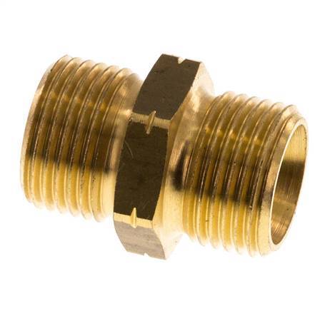 Double Nipple G Male Left Hand Brass 16bar (224.8psi) 19mm Hex [2 Pieces]
