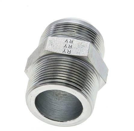 JIC Double Nipple UN 1-7/8''-12 x 1 1/2'' NPT Steel 80bar (1124.0psi)