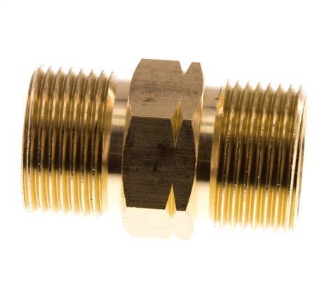 Espiga doble G3/4'' Macho x Macho Izquierda Latón 16bar (224.8psi) 27mm Hex.