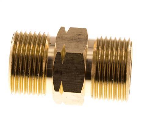 Espiga doble G3/4'' Macho x Macho Izquierda Latón 16bar (224.8psi) 27mm Hex.