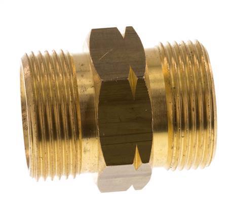 Espiga doble G1 1/4'' Macho x Macho Izquierda Latón 16bar (224.8psi) 46mm Hex.