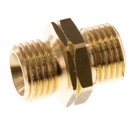 Double Nipple G1/4'' Male x Male Left Hand Brass 16bar (224.8psi) 17mm Hex [2 Pieces]