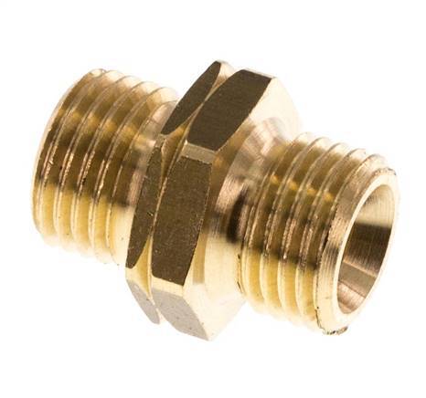 Double Nipple G1/4'' Male x Male Left Hand Brass 16bar (224.8psi) 17mm Hex [2 Pieces]