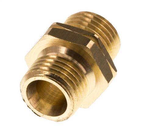 Double Nipple G1/4'' Male x Male Left Hand Brass 16bar (224.8psi) 17mm Hex [2 Pieces]