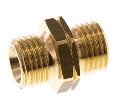 Double Nipple G1/4'' Male x Male Left Hand Brass 16bar (224.8psi) 17mm Hex [2 Pieces]