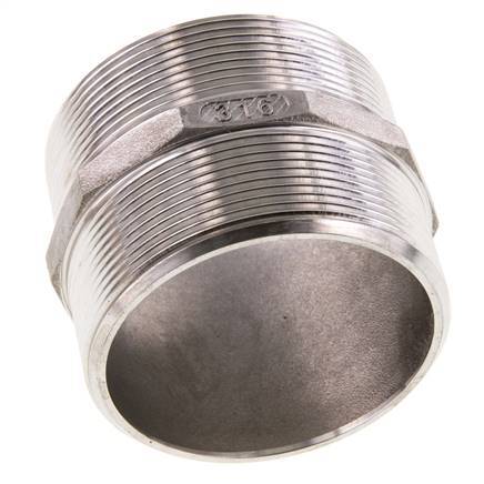 Espiga doble G2 1/2'' Acero inoxidable Junta plana 16bar (224.8psi) 78mm Hex.