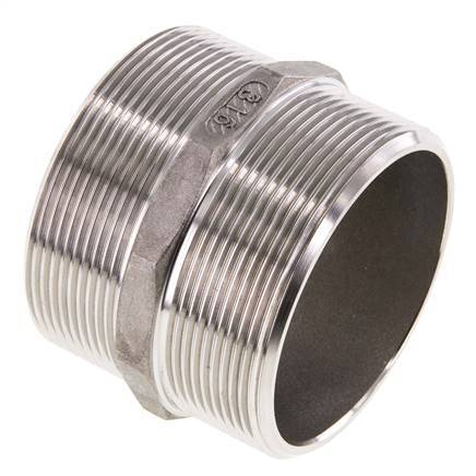 Espiga doble G2 1/2'' Acero inoxidable Junta plana 16bar (224.8psi) 78mm Hex.