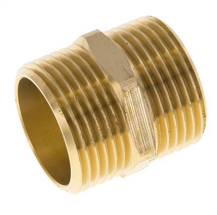 Espiga doble G1'' latón junta plana 16bar (224.8psi) 33mm hexagonal