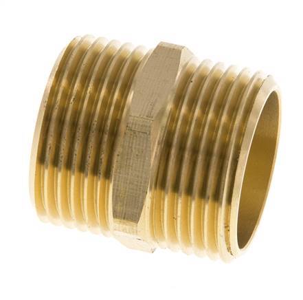 Espiga doble G1'' latón junta plana 16bar (224.8psi) 33mm hexagonal