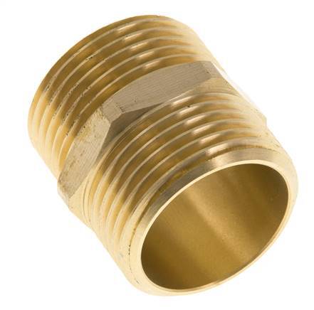Espiga doble G1'' latón junta plana 16bar (224.8psi) 33mm hexagonal
