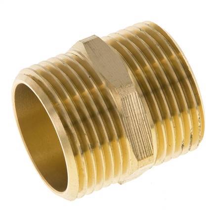 Espiga doble G1'' latón junta plana 16bar (224.8psi) 33mm hexagonal