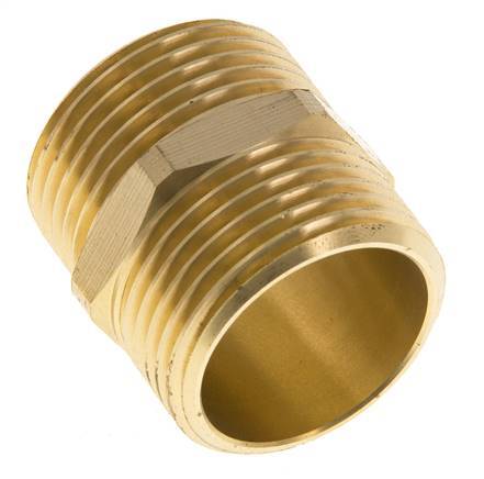 Espiga doble G1'' latón junta plana 16bar (224.8psi) 33mm hexagonal