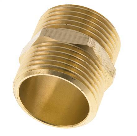 Espiga doble G1'' latón junta plana 16bar (224.8psi) 33mm hexagonal