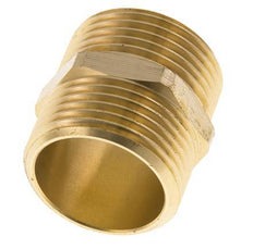 Espiga doble G1'' latón junta plana 16bar (224.8psi) 33mm hexagonal