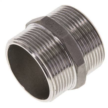 Espiga doble G1 1/2'' Acero inoxidable Junta plana 16bar (224.8psi) 51mm Hex.