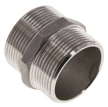 Espiga doble G1 1/2'' Acero inoxidable Junta plana 16bar (224.8psi) 51mm Hex.