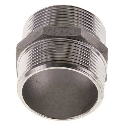 Espiga doble G1 1/2'' Acero inoxidable Junta plana 16bar (224.8psi) 51mm Hex.