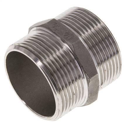 Espiga doble G1 1/2'' Acero inoxidable Junta plana 16bar (224.8psi) 51mm Hex.