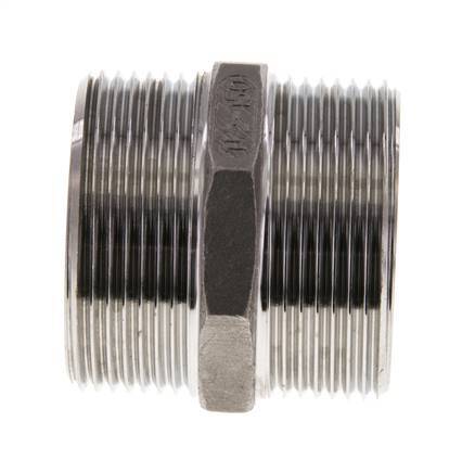 Espiga doble G1 1/2'' Acero inoxidable Junta plana 16bar (224.8psi) 51mm Hex.