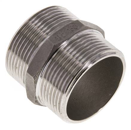 Espiga doble G1 1/2'' Acero inoxidable Junta plana 16bar (224.8psi) 51mm Hex.