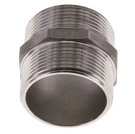 Espiga doble G1 1/2'' Acero inoxidable Junta plana 16bar (224.8psi) 51mm Hex.