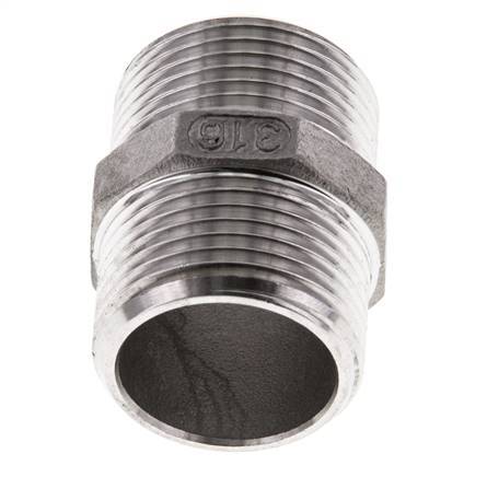 Espiga doble G3/4'' Acero inoxidable Junta plana 16bar (224.8psi) 29mm Hex.