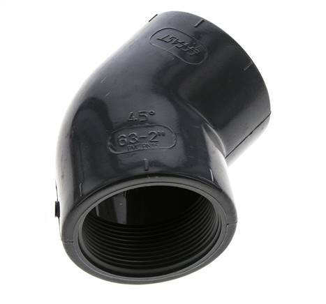 Racor acodado 45deg Rp2'' Hembra PVC-U 16bar (224.8psi) EN 1452-3
