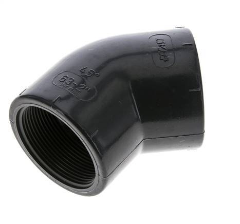 Racor acodado 45deg Rp2'' Hembra PVC-U 16bar (224.8psi) EN 1452-3