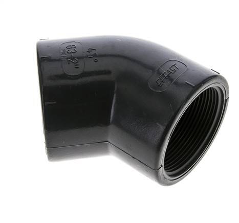 Racor acodado 45deg Rp2'' Hembra PVC-U 16bar (224.8psi) EN 1452-3