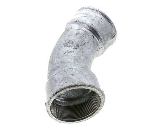 45deg Angled Fitting Rp2 1/2'' Female Cast Iron 25bar (351.25psi)
