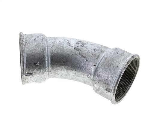 45deg Angled Fitting Rp2 1/2'' Female Cast Iron 25bar (351.25psi)