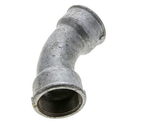 Racor acodado 45deg Rp1 1/2'' Hembra Hierro fundido 25bar (351.25psi)