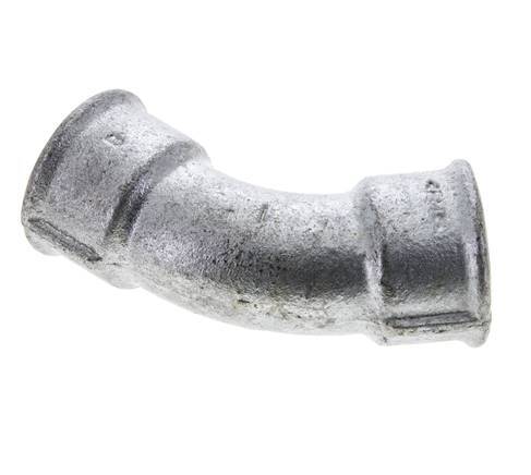 Racor acodado 45deg Rp1'' Hembra Hierro fundido 25bar (351.25psi)