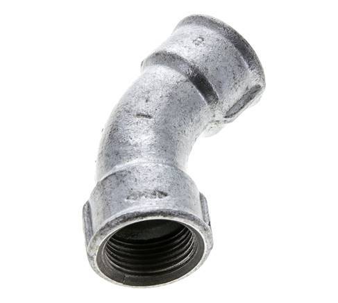 Racor acodado 45deg Rp1'' Hembra Hierro fundido 25bar (351.25psi)