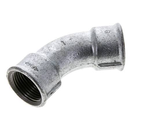 Racor acodado 45deg Rp1'' Hembra Hierro fundido 25bar (351.25psi)