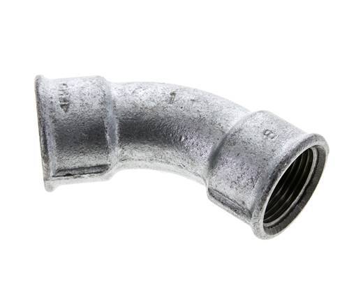 Racor acodado 45deg Rp1'' Hembra Hierro fundido 25bar (351.25psi)