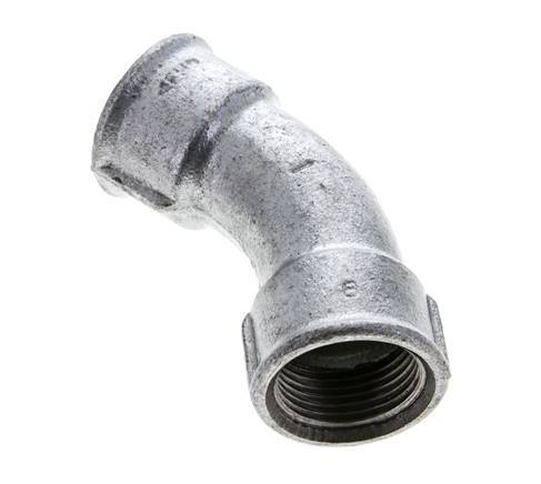 Racor acodado 45deg Rp1'' Hembra Hierro fundido 25bar (351.25psi)