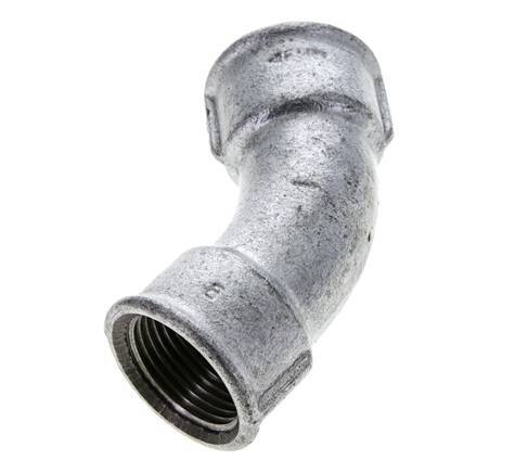 Racor acodado 45deg Rp1'' Hembra Hierro fundido 25bar (351.25psi)