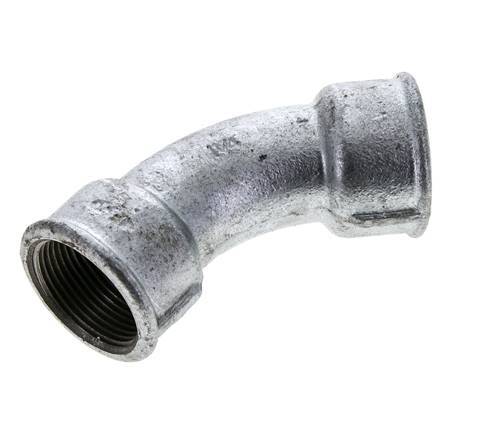 Racor acodado 45deg Rp1 1/4'' Hembra Hierro fundido 25bar (351.25psi)