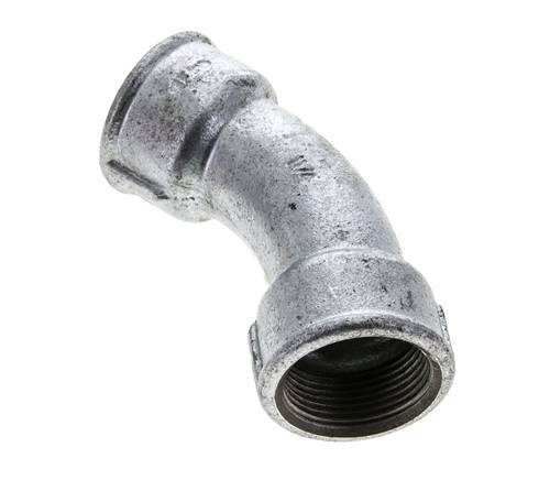 Racor acodado 45deg Rp1 1/4'' Hembra Hierro fundido 25bar (351.25psi)