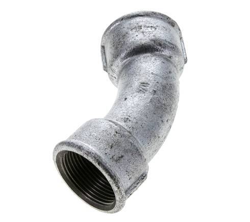 Racor acodado 45deg Rp1 1/4'' Hembra Hierro fundido 25bar (351.25psi)