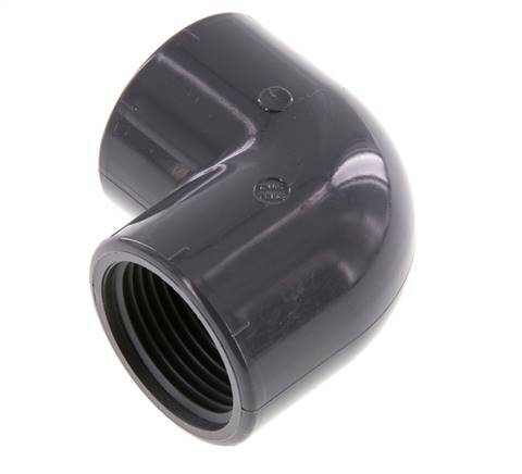 90deg Angled Fitting Rp1'' Female PVC-U 16bar (224.8psi) EN 1452-3 [2 Pieces]
